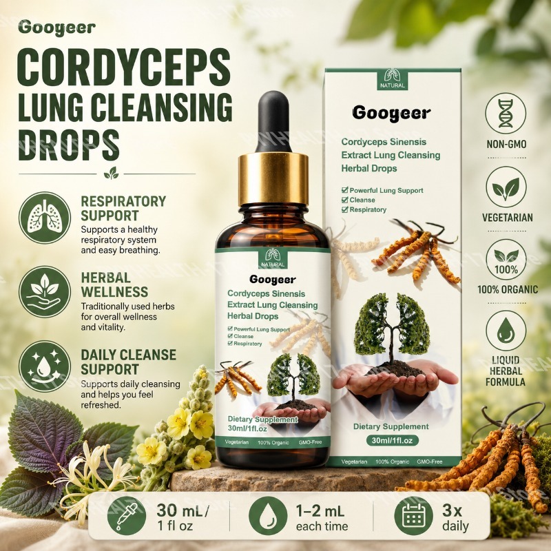 Herbal Wellness Liquid - Googeer Cordyceps Drops, complément liquide à